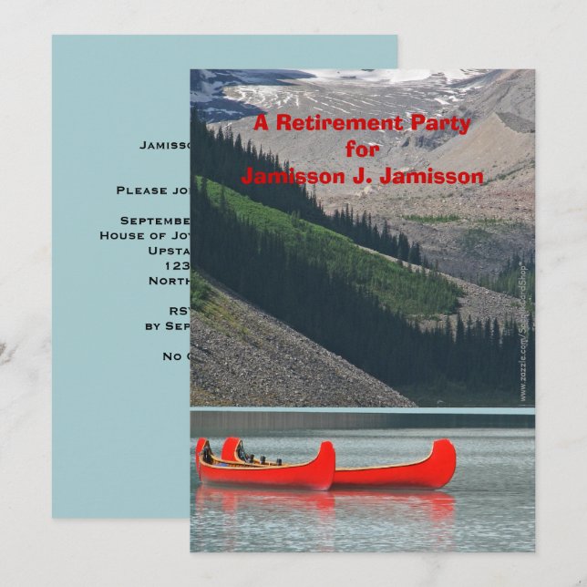 Retirement Party Invitation, Mountain Canoes Invitation (Front/Back)
