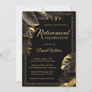 Retirement Party Invitations Black Gold Surprise