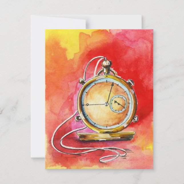 Retirement Party Invitations ~ Gold Pocket Watch (Front)