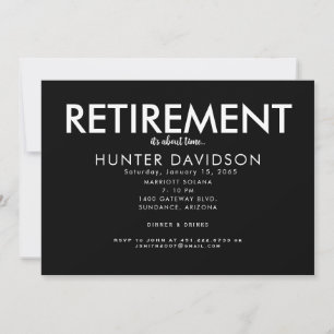 Retirement Party "It's About Time" B/W Invitation