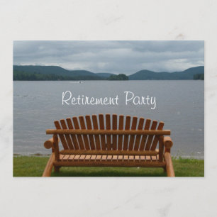 Retirement Party-Lakeview with Wooden Bench Invitation