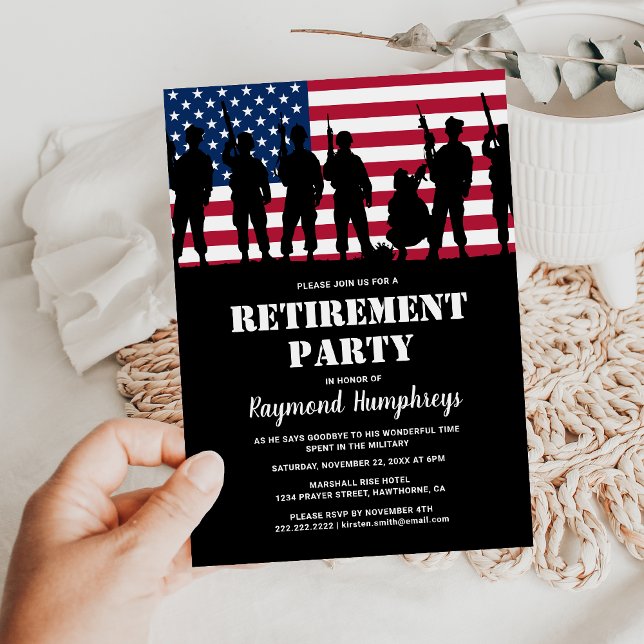 Retirement Party | Military Soldier Flag Invitation (Creator Uploaded)