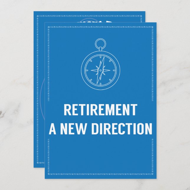 Retirement Party Modern Bold Compass Direction Invitation (Front/Back)