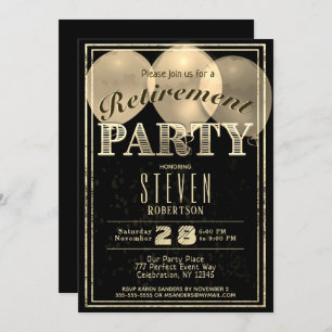 Retirement Party   Modern Gold Festive Invitation