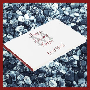 Retirement Party Monogram White Burgundy Sign-In Guest Book