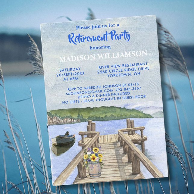 Retirement Party Mountain Lake Dock  Invitation (Creator Uploaded)