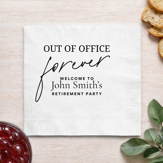 Retirement Party Napkins | Out of Office Forever  (Creator Uploaded)