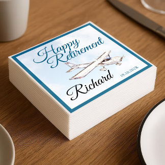 Retirement Party Napkins with Aeroplane Design 3