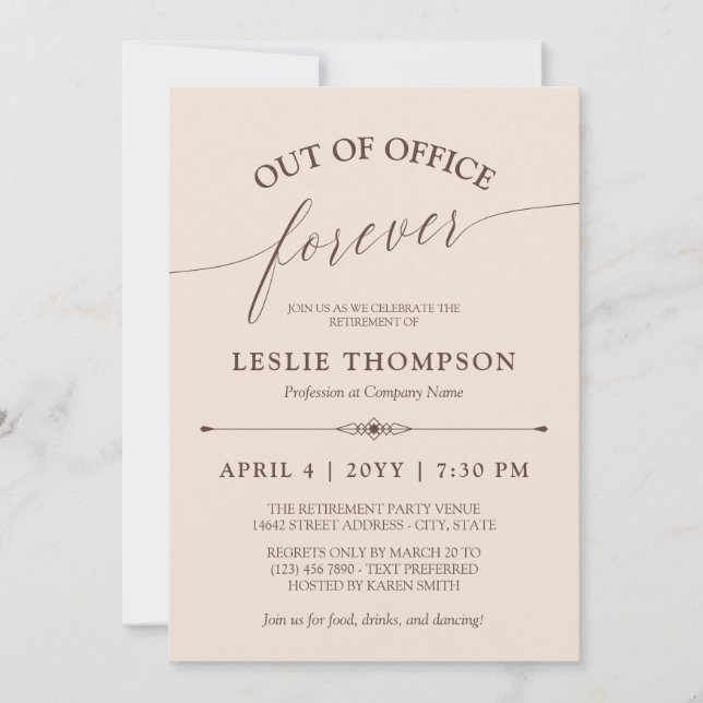 Retirement Party Out of Office Forever Neutrals Invitation (Front)