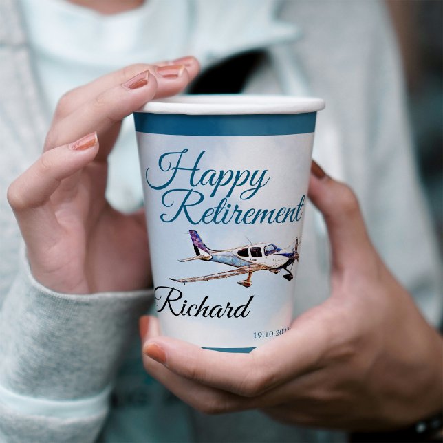 Retirement Party Paper cup with Aeroplane Design 2 (Creator Uploaded)