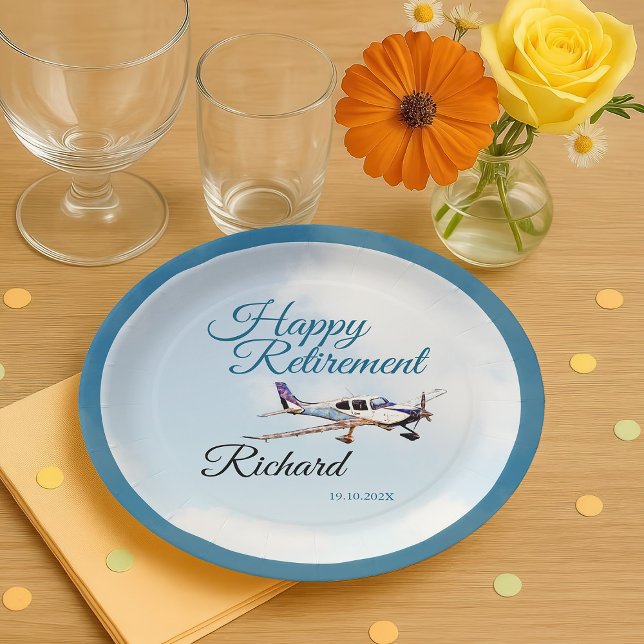 Retirement Party Paper Plate with Aeroplane 2 (Creator Uploaded)