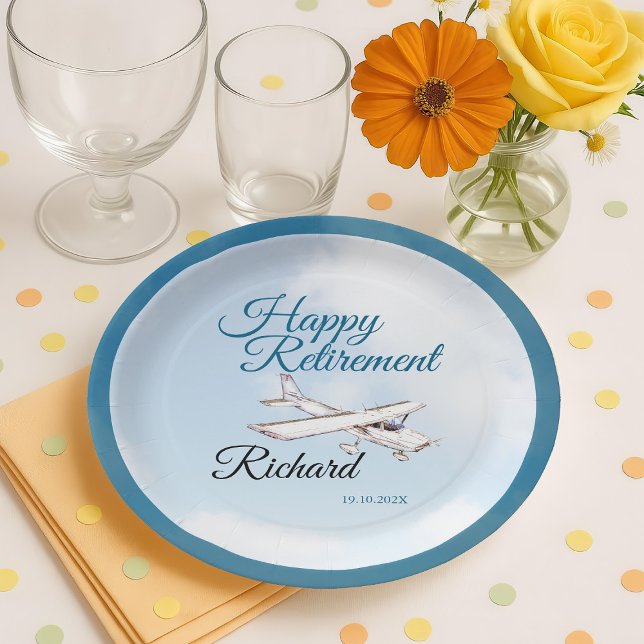 Retirement Party Paper Plate with Aeroplane 3 (Creator Uploaded)