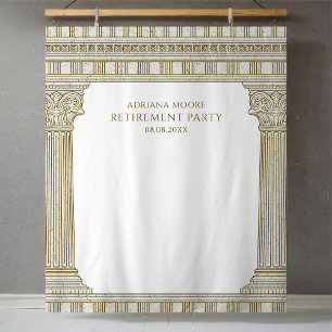 Retirement Party Photo Backdrop with columns Tapestry