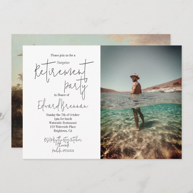 Retirement Party Photo Palm Beach Modern  Invitation (Front/Back)