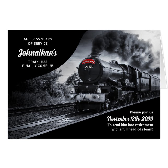Retirement Party Railroad Train Theme 55 Years (Front Horizontal)