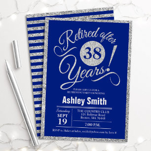 Retirement Party - Royal Blue Silver Invitation