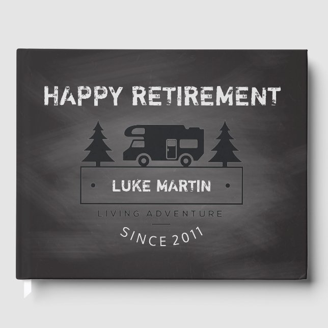 Retirement Party | RV Camper Teacher Chalkboard Guest Book (Front)