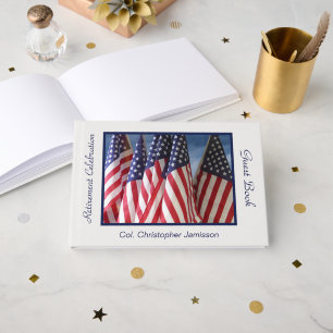 Retirement Party Sign-In Book, American Flags Guest Book