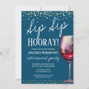 Retirement Party Sip Sip Hooray Red Wine Invitation