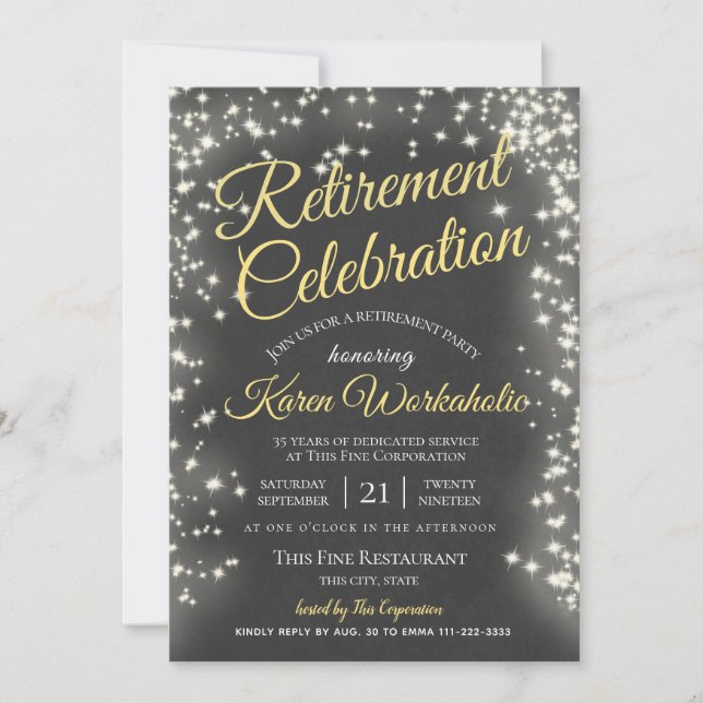 Retirement Party Starry Chalkboard Sky Invitation (Front)