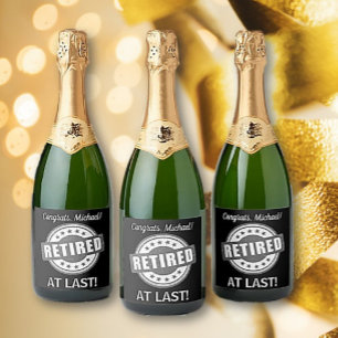 Retirement Party Time! Custom  Sparkling Wine Label
