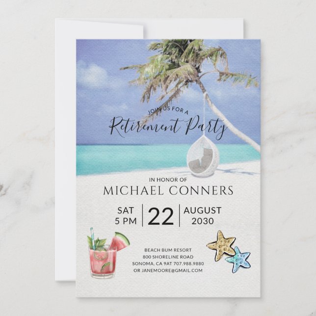 Retirement Party Tropical Beach Invitation (Front)