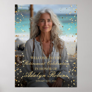 Retirement party welcome sign with photo