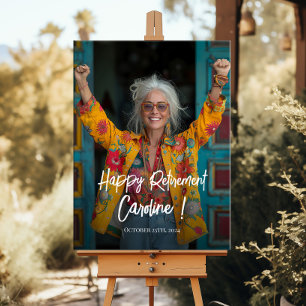 Retirement party welcome sign with photo