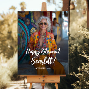 Retirement party welcome sign with photo
