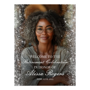 Retirement party welcome sign with photo