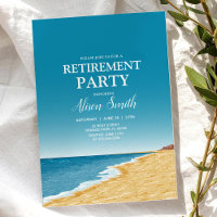 Retirement party with beach, sea and blue sky
