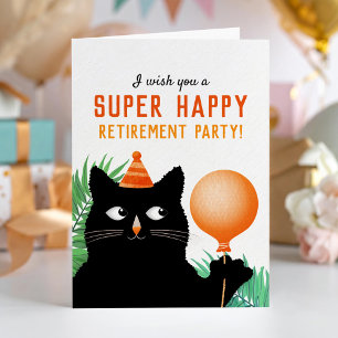 Retirement party with black cat and balloon