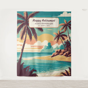 Retirement Party with retro beach photo backdrop Tapestry