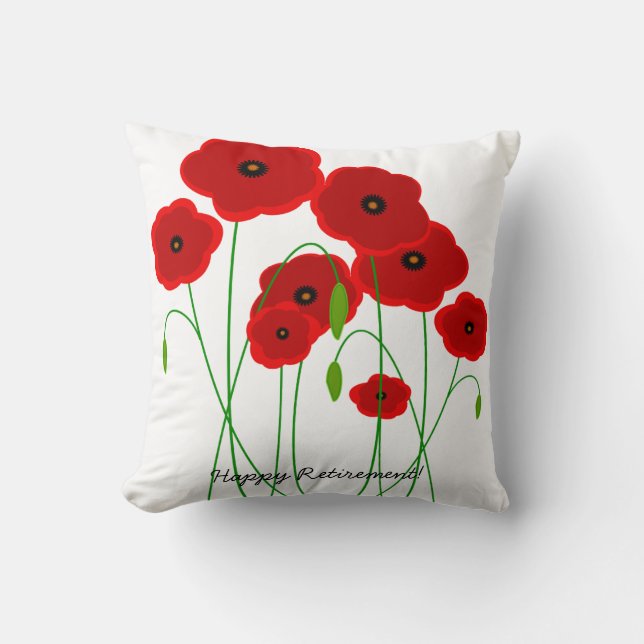 Retirement Pillow Red Poppies (Front)