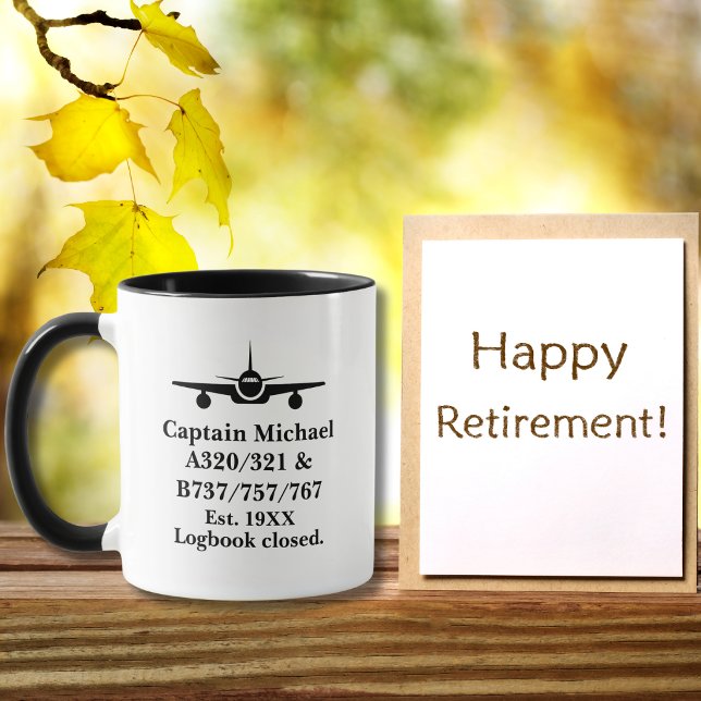 Retirement Pilot Aeroplane Minimalist Black Custom Mug (Creator Uploaded)