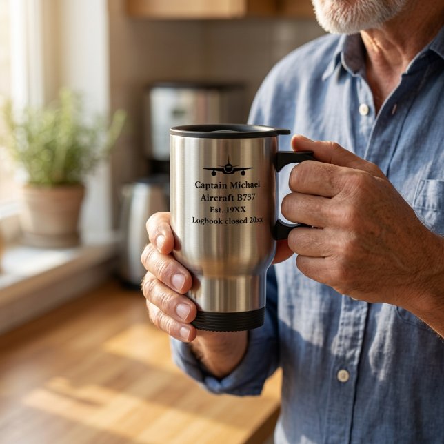 Retirement Pilot Aviation Custom Captain Name Travel Mug (Creator Uploaded)