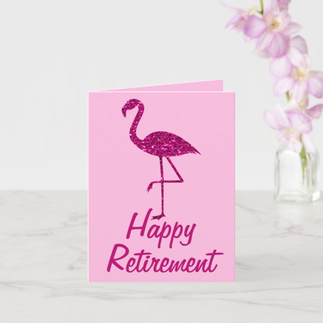 Retirement pink flamingo Custom text Greeting Card (Orchid)