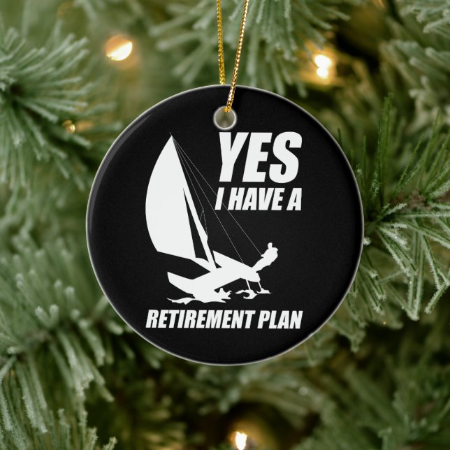 Retirement Plan Catamaran Trapeze Sailing Captain Ceramic Tree Decoration (Tree)