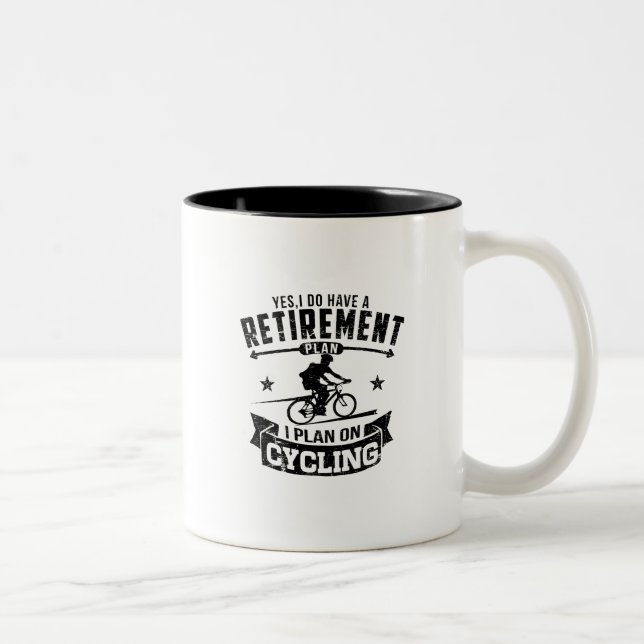 Retirement Plan cycling Two-Tone Coffee Mug (Right)