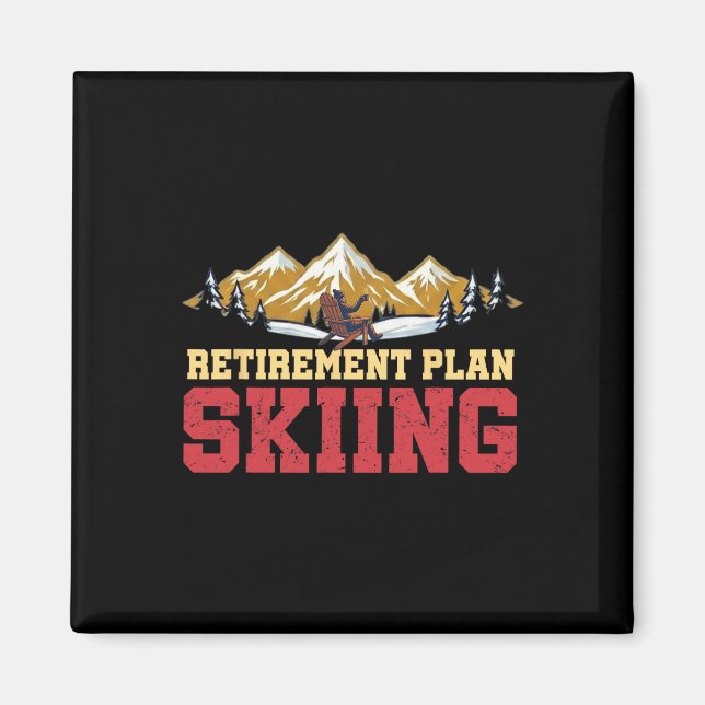 Retirement Plan Skiing Vintage Sunset Retro Skier  Magnet (Front)