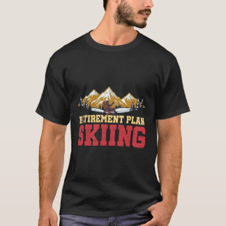 Retirement Plan Skiing Vintage Sunset Retro Skier  T-Shirt