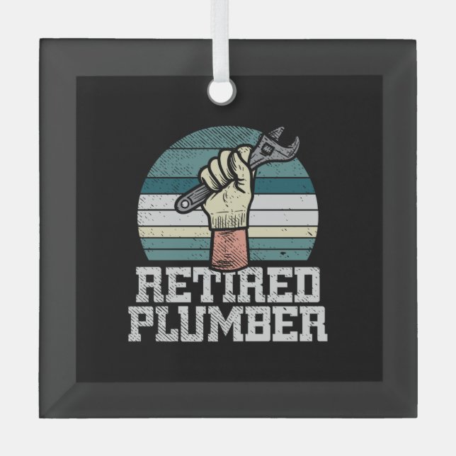 Retirement Plumber Pension Glass Tree Decoration (Front)