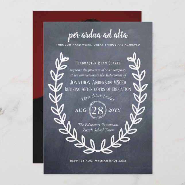 Retirement Professor Lecturer Teacher Latin Quotes Invitation (Front/Back)