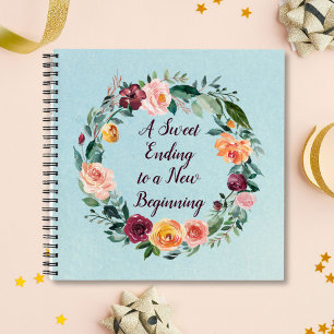 Retirement Quote Floral Wreath Guest Book