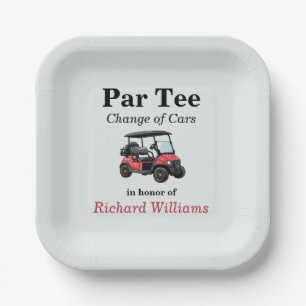 Retirement Red Golf Cart Par Tee Themed Paper Plate