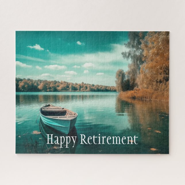 Retirement Relaxing Lake Boating Boat Calm Water Jigsaw Puzzle (Horizontal)