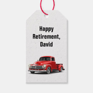 Retirement Retro Red Truck Gift Tags