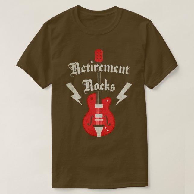 Retirement Rocks Guitar Retiree Rocker Rock and Ro T-Shirt (Design Front)