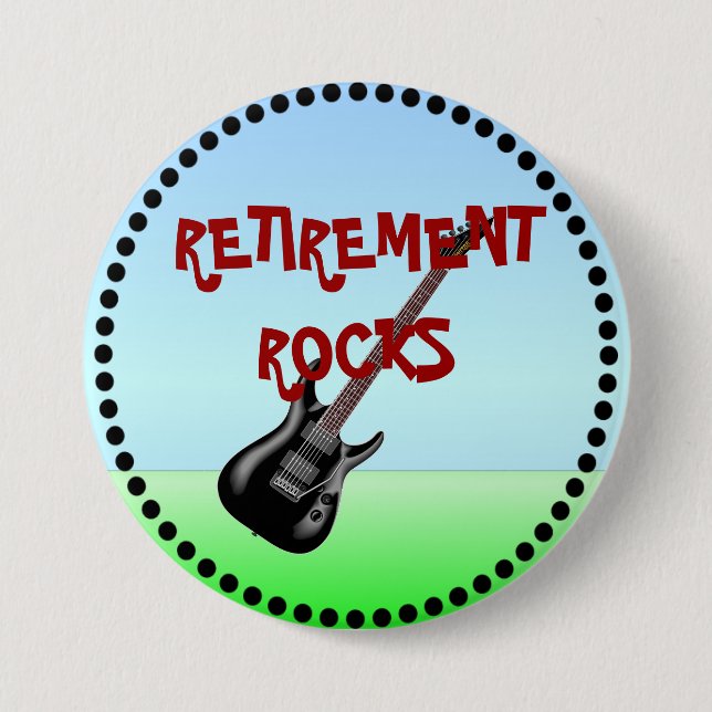 Retirement Rocks with Black Frame 7.5 Cm Round Badge (Front)