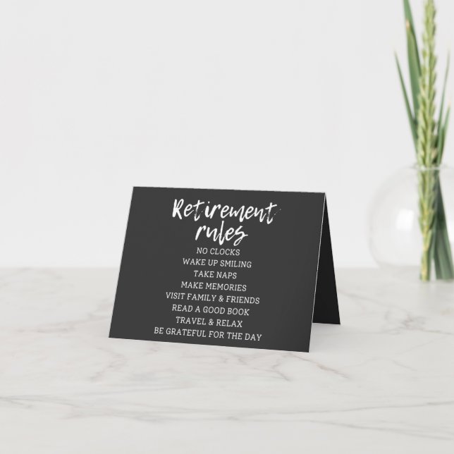 Retirement Rules Sign, Retirement Gift Sign Card (Front)